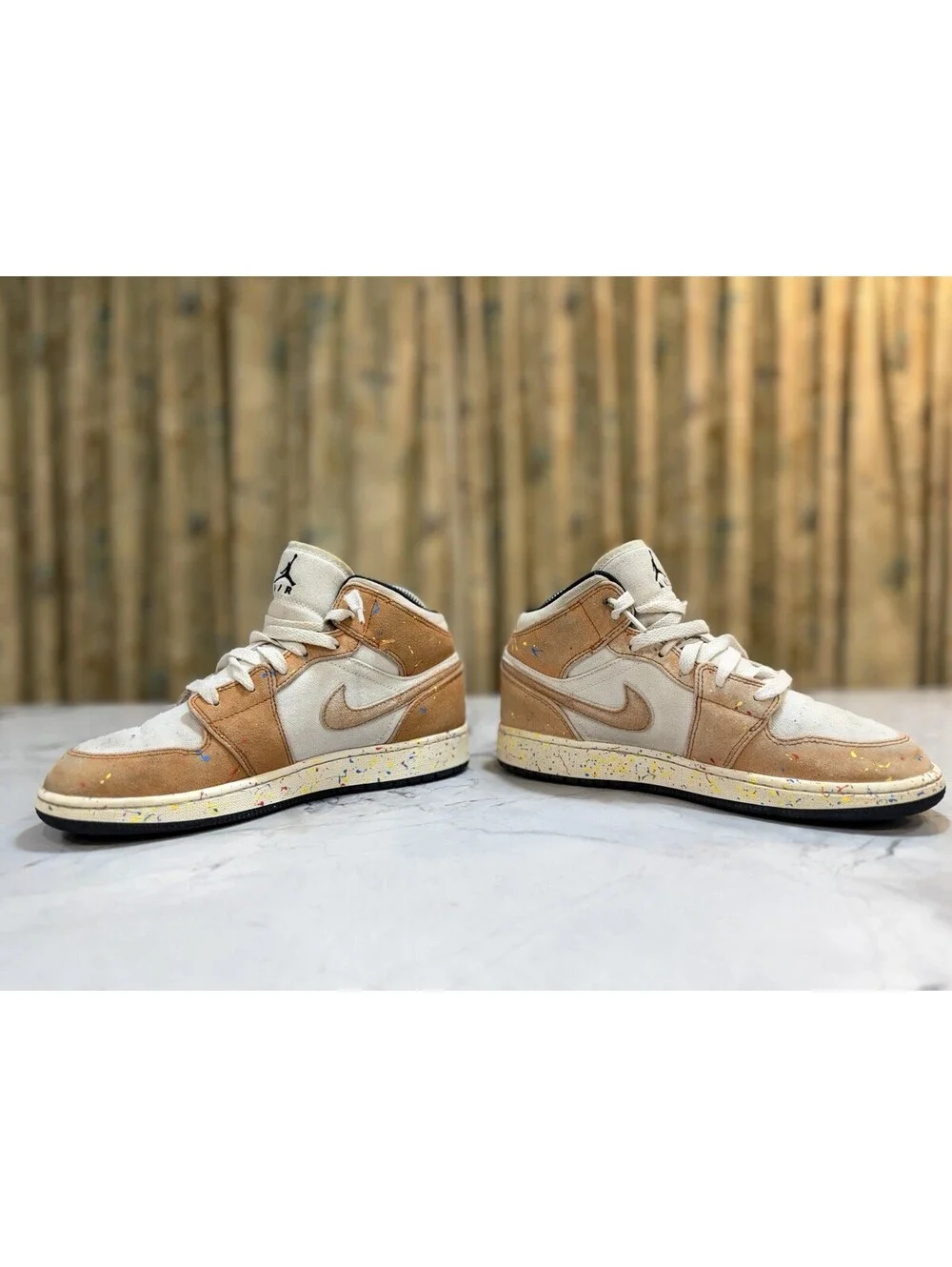 Nike Air Jordan 1 Mid SE Brushstroke Paint Splatter GS 6Y Womens 7.5 DA8006-100